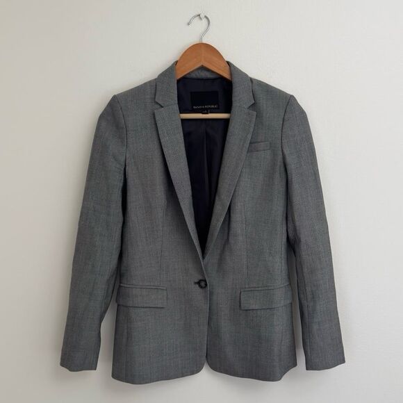 Banana Republic Wool Grey Blazer Size 0 - Picture 2 of 4